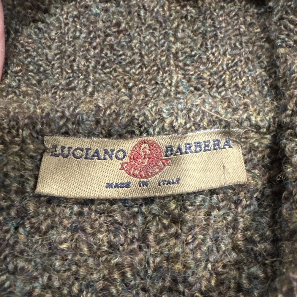 Luciano Barbera 1/4 Zip Pullover Sweater Size 53 US L Green Lana‎ Wool  #967
